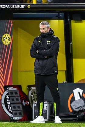 Marco Rose Borussia Dortmund BVB, head coach , GER, Borussia Dortmund BVB vs Glasgow Rangers FC, K o Runden Play off, Europa League, Spielzeit 2021 2022, 17 02 2022, DFB DFL regulations prohibit any use of photographs as image sequences and or quasi video , GER, Borussia Dortmund BVB vs Glasgow Rangers FC, K o Runden Play off, Europa League, Spielzeit 2021 2022, 17 02 2022 Dortmund Copyright: xEibner-Pressefoto GabrielxBoiax EP_EEP
