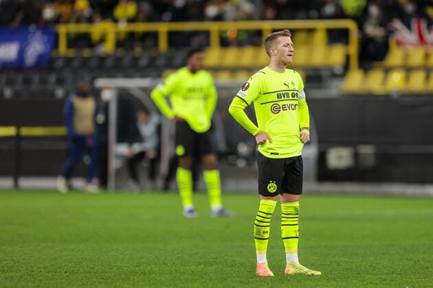 17 02 2022, football, 2021 2022 season, UEFA Europa League, play offs, Borussia Dortmund Glasgow Rangers, Marco Reus Borussia Dortmund photo Dennis Ewert RHR FOTO Dortmund Signal Iduna Park NRW Germany xRHR FOTO DEx