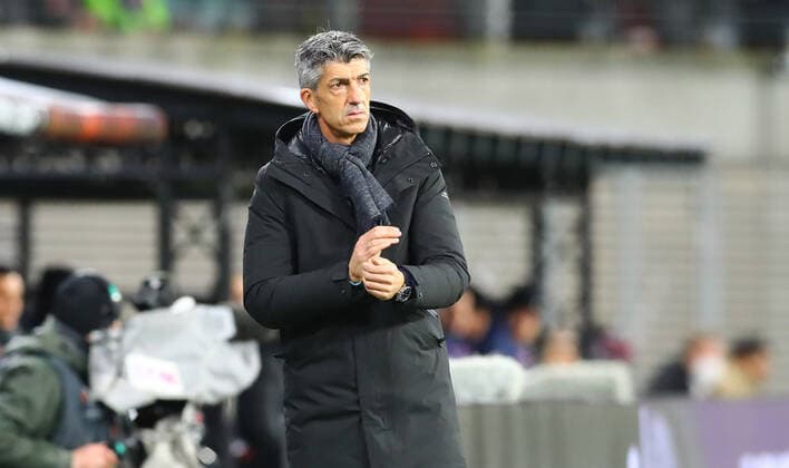 RB Leipzig San Sebastian 17 02 2022 Leipzig, 17 02 2022, Red Bull Arena, Football, UEFA Europa League, Play Off Round , RB Leipzig GER vs Real Sociedad San Sebastian ESP , In picture coach Imanol Alguacil Real San Sebastian , UEFA regulations prohibit any use of photographs as image sequences and or quasi video , Picture Point