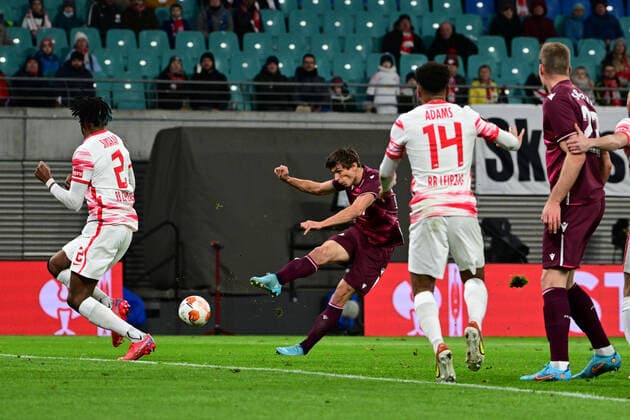 Goal to 0 1 by Robin Le Normand 24 San Sebastian , RB Leipzig vs Real Sociedad, Europa League, PLayoff first leg, 17 02 2022 Copyright: xkolbert-press MarcxNiemeyerx