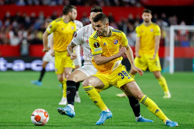 February 17, 2022, Seville, Seville, Spain: Bartol Franjic of Dinamo Zagreb during the UEFA Europa League match between Sevilla FC and GNK Dinamo Zagreb at Ramon Sanchez Pizjuan on Febraury 17, 2022 in Seville, Spain. Seville Spain - ZUMAd159 0151220191st Copyright: xJosexLuisxContrerasx