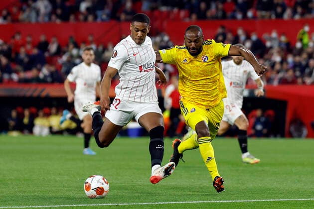 February 17, 2022, Seville, Seville, Spain: Anthony Martial of Sevilla CF in action during the UEFA Europa League match between Sevilla FC and GNK Dinamo Zagreb at Ramon Sanchez Pizjuan on Febraury 17, 2022 in Seville, Spain. Seville Spain - ZUMAd159 0151220437st Copyright: xJosexLuisxContrerasx