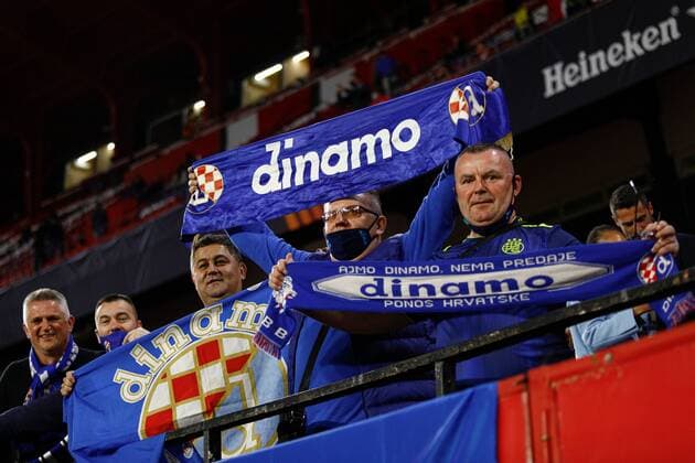 Mandatory Credit: Photo by Pressinphoto Shutterstock (12811851a) Dinamo Zagreb fans Sevilla FC v Dinamo Zagreb, UEFA Europa League 2021-2022, round of 16, first leg. Football, Sanchez Pizjuan Stadium, Sevillaa, Spain - 7 Feb 2021 Editorial use only Sevilla FC v Dinamo Zagreb, UEFA Europa League 2021-2022, round of 16, first leg. Football, Sanchez Pizjuan Stadium, Sevillaa, Spain - 7 Feb 2021 Editorial use only Copyright: xPressinphoto Shutterstockx 12811851a