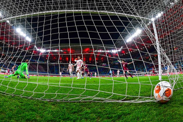 Goal to 0 1 by Robin Le Normand 24 San Sebastian , RB Leipzig vs Real Sociedad, Europa League, PLayoff first leg, 17 02 2022 Copyright: xkolbert-press MarcxNiemeyerx