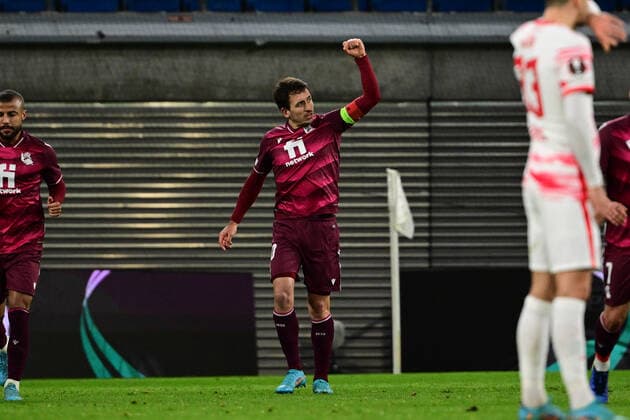 Goal celebration to 1 2 by Mikel Oyarzabal 10 San Sebastian , RB Leipzig vs Real Sociedad, Europa League, PLayoff first leg, 17 02 2022 Copyright: xkolbert-press MarcxNiemeyerx