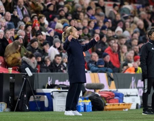 The Riverside Stadium, Middlesbr England Head Coach Sarina Wiegman throws her arms up in frustration during the Arnold Clark Cup match between England and Canada at The Riverside Stadium in Middlesbrough, England Arnold Clark Cup Alex Todd SPP England v Canada 