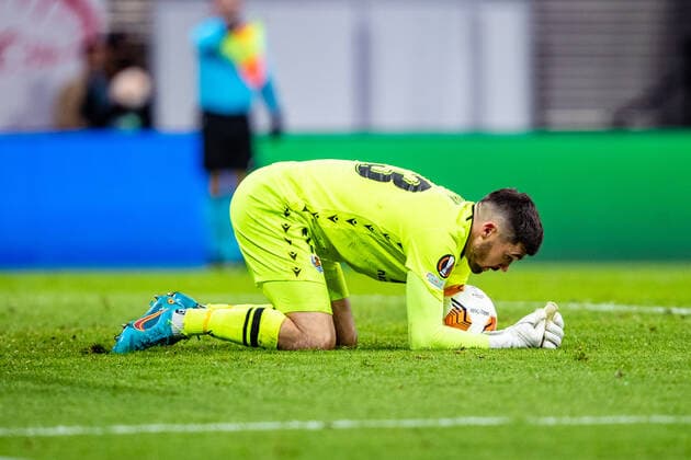 FB EL RB Leipzig Real Sociedad Mathew Ryan Real Sociedad during the knockout rounds play off season 2021 2022 in the Europa League men between RB Leipzig and Real Sociedad San Sebastian at Red Bull Arena on 17 February 2022 in Leipzig, Saxony, Germany