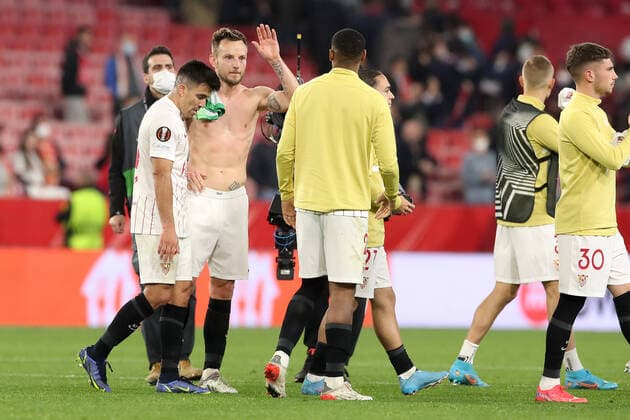 Sevilla FC v Dinamo Zagreb: Knockout Round Play-Offs Leg One - UEFA Europa League Ivan Rakitic of FC Sevilla reacts after the UEFA Europa League Knockout Round Play-Offs Leg One match between Sevilla FC and Dinamo Zagreb at Estadio Ramon Sanchez Pizjuan on February 17, 2022 in Seville, Spain. GoranxStanzl PIXSELL