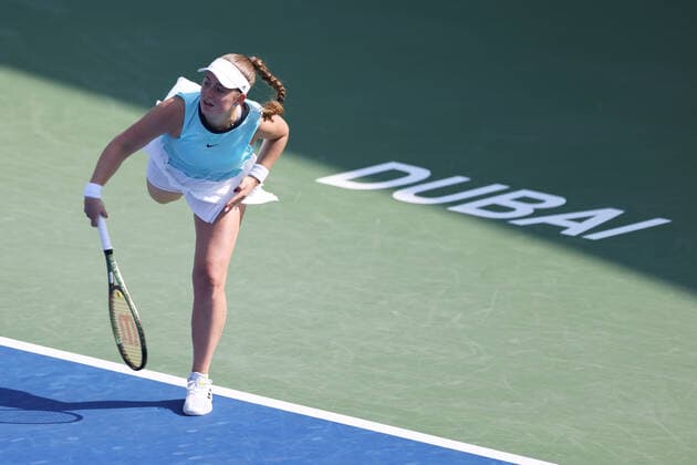 Jelena Ostapenko, LAT, during quarter finals of 2022 Dubai Championships in Dubai, 17 02 2022