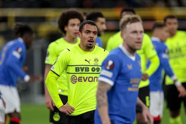 17 02 2022, football, 2021 2022 season, UEFA Europa League, play offs, Borussia Dortmund Glasgow Rangers, Donyell Malen Borussia Dortmund , photo Dennis Ewert RHR FOTO Dortmund Signal Iduna Park NRW Germany xRHR FOTO DEx