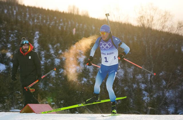 (220218) -- ZHANGJIAKOU, Feb. 18, 2022 -- Quentin Fillon Maillet of France competes during biathlon men s 15km mass start of Beijing 2022 Winter Olympics at National Biathlon Centre in Zhangjiakou, north China s Hebei Province, Feb. 18, 2022. ) (BEIJING2022)CHINA-ZHANGJIAKOU-OLYMPIC Winter games, Winterspiele,Spiele, Summer games BIATHLON-MEN S 15KM MASS START (CN) JiangxHongjing 