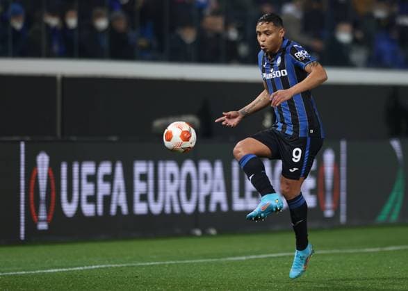 Bergamo, Italy, 17th February 2022. Luis Muriel of Atalanta during the UEFA Europa League match at Gewiss Stadium, Bergamo. Picture credit should read: Jonathan Moscrop Sportimage EDITORIAL USE ONLY. No use with unauthorised audio, video, data, fixture lists, club league logos or live services. Online in-match use limited to 120 images, no video emulation. No use in betting, games or single club league player publications. SPI-1536-0094