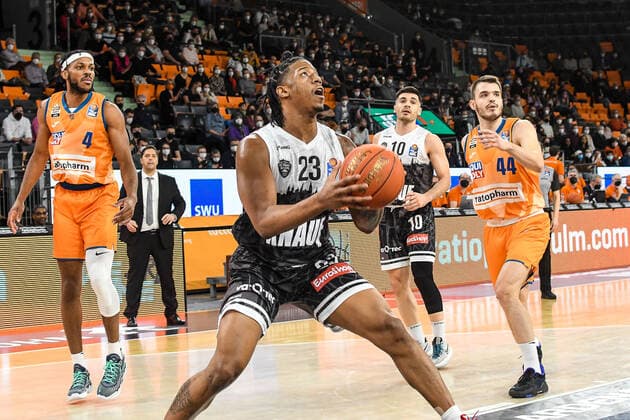 GER, BBL, ratiopharm Ulm vs s Oliver Würzburg Wuerzburg 18 02 2022, ratiopharm arena, New Ulm, GER, BBL, ratiopharm Ulm vs s Oliver Würzburg Wuerzburg, pictured Desi Rodriguez Wuerzburg, 23 nordphotoxGmbHx xHafner nph00200