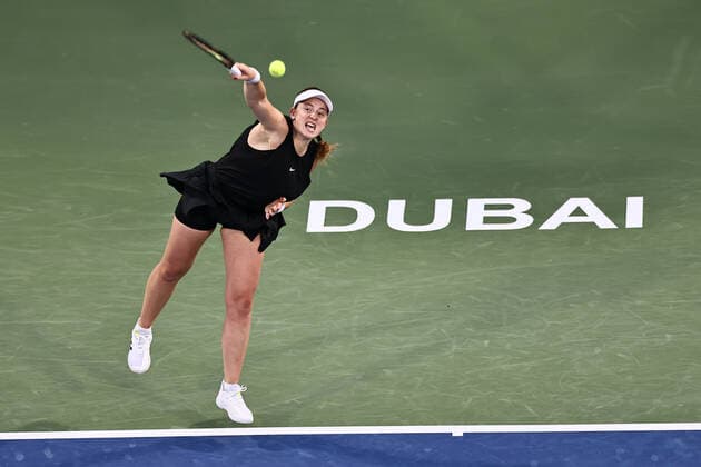 Jelena Ostapenko, LAT, during semi finals of 2022 Dubai Championships in Dubai, 18 02 2022