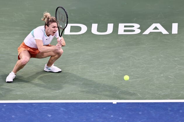 Simona Halep, ROU, during semi finals of 2022 Dubai Championships in Dubai, 18 02 2022