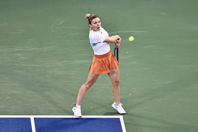 Simona Halep, ROU, during semi finals of 2022 Dubai Championships in Dubai, 18 02 2022