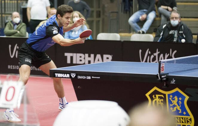 18 02 2022, xrhsx, table tennis 1 Bundesliga, 1 FC Saarbrücken TTC Neu Ulm emspor, v l Tomas Polansky 1 FC Saarbrücken table tennis Saarbrücken