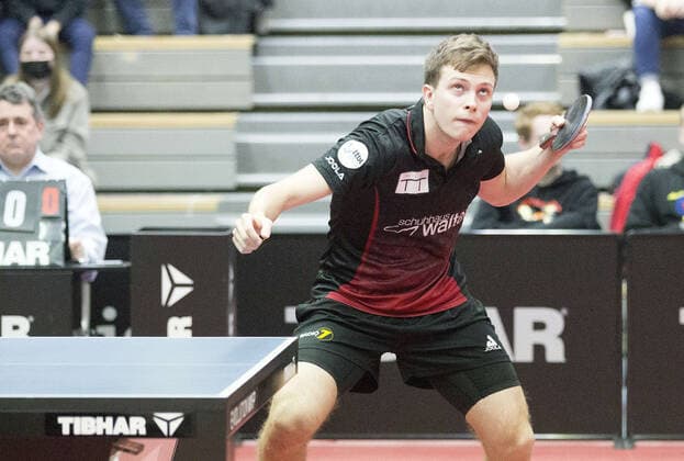 18 02 2022, xrhsx, table tennis 1 Bundesliga, 1 FC Saarbrücken TTC Neu Ulm emspor, v l Vladimir Sidorenko TTC Neu Ulm Saarbrücken