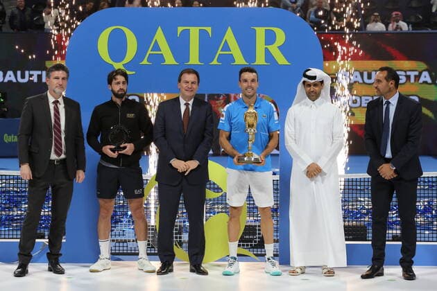 Roberto Bautista Agut (ESP) defeats Nikoloz Basilashvili (Georgia) 6-3, 6-4 to win the final of The 2022 Qatar Open (also known as 2022 Qatar ExxonMobil Open)  Copyright: xx