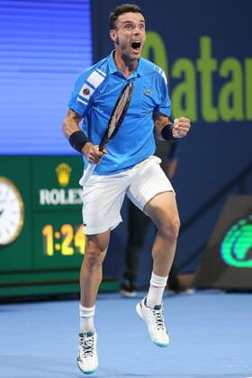 Roberto Bautista Agut (ESP) defeats Nikoloz Basilashvili (Georgia) 6-3, 6-4 to win the final of The 2022 Qatar Open (also known as 2022 Qatar ExxonMobil Open)  Copyright: xx