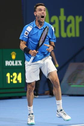 Roberto Bautista Agut (ESP) defeats Nikoloz Basilashvili (Georgia) 6-3, 6-4 to win the final of The 2022 Qatar Open (also known as 2022 Qatar ExxonMobil Open)  Copyright: xx
