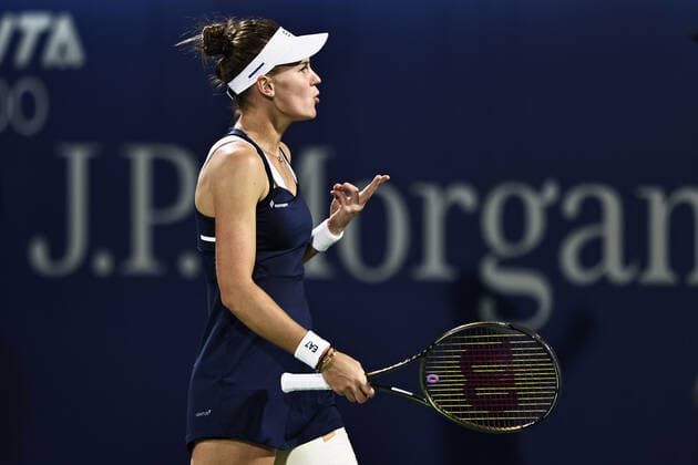 Veronika Kudermetova, RUS, during womens final of 2022 Dubai Championships in Dubai, 19 02 2022