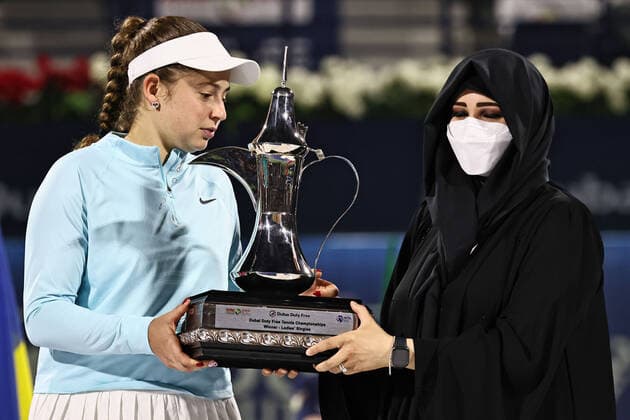 Jelena Ostapenko, LAT, after womens final of 2022 Dubai Championships in Dubai, 19 02 2022