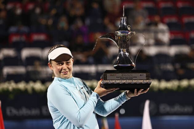 Jelena Ostapenko, LAT, after womens final of 2022 Dubai Championships in Dubai, 19 02 2022
