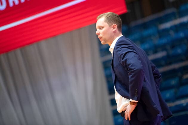 BARMER 2 Basketball Bundesliga ProA Season 2021 2022 Matchday 26 on 20 2 22 Medipolis SC Jena vs Rostock Seawolves Coach Christian Held Rostock , Portrait Sparkassen Arena