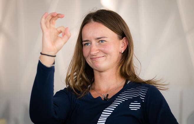 February 20, 2022, DOHA, QATAR: Barbora Krejcikova of the Czech Republic during Media Day at the 2022 Qatar TotalEnergies Open 2022 WTA, Tennis Damen 1000 tennis tournament DOHA QATAR - ZUMAa181 20220220_zaa_a181_119 Copyright: xRobxPrangex