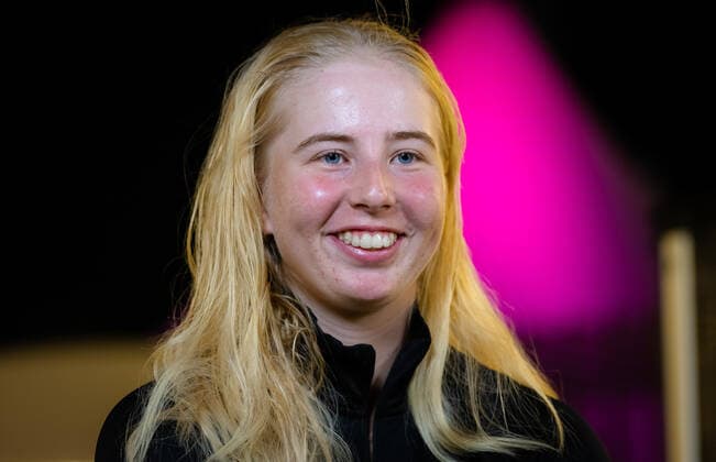 February 20, 2022, DOHA, QATAR: Clara Tauson of Denmark talks to the media at the 2022 Qatar TotalEnergies Open 2022 WTA, Tennis Damen 1000 tennis tournament DOHA QATAR - ZUMAa181 20220220_zaa_a181_148 Copyright: xRobxPrangex