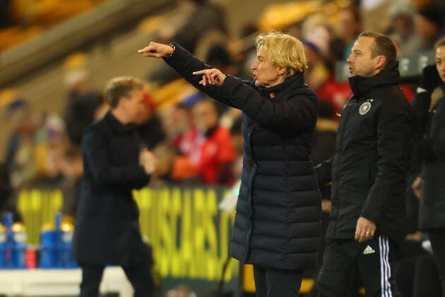 20th February 2022 ; Carrow Road, Norwich, Norforlk, England; Arnold Clark Womens International football Canada versus Germany: Germany Women s Manager Martina Voss-Tecklenburg  ActionPlus12366177 ShaunxBrooks