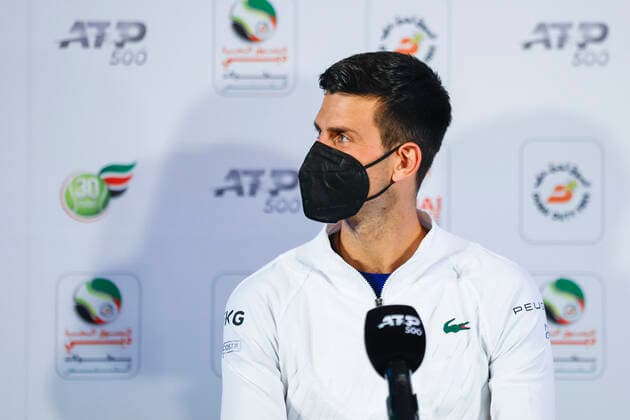 Novak Djokovic SRB , Press Conference Tennis Dubai Tennis Championships ATP Dubai Duty Free Tennis Stadium Dubai United Arab Emirates 20 February 2022 Copyright: xHasenkopf Ferrarix