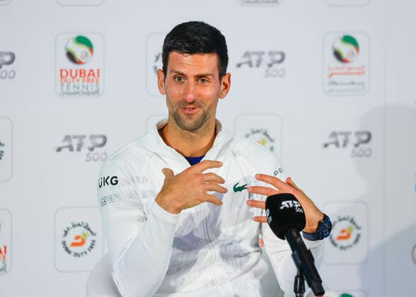 Novak Djokovic SRB , Press Conference Tennis Dubai Tennis Championships ATP Dubai Duty Free Tennis Stadium Dubai United Arab Emirates 20 February 2022 Copyright: xHasenkopf Ferrarix