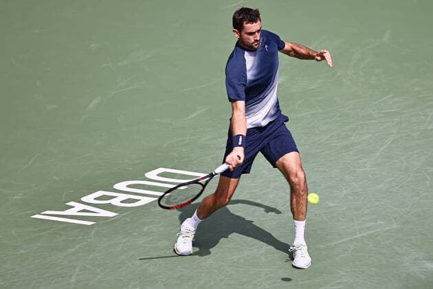 Marin Cilic, CRO, during mens first roundl of 2022 Dubai Championships in Dubai, 21 02 2022