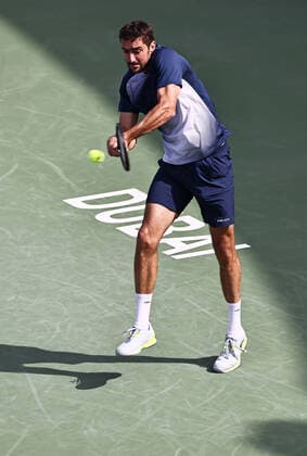 Marin Cilic, CRO, during mens first roundl of 2022 Dubai Championships in Dubai, 21 02 2022