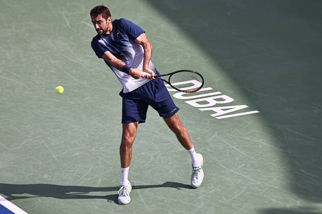 Marin Cilic, CRO, during mens first roundl of 2022 Dubai Championships in Dubai, 21 02 2022