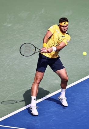 Jiri Vesely, CZE, during mens first roundl of 2022 Dubai Championships in Dubai, 21 02 2022