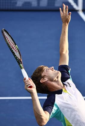 David Goffin, BEL, during mens first roundl of 2022 Dubai Championships in Dubai, 21 02 2022
