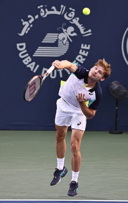 David Goffin, BEL, during mens first roundl of 2022 Dubai Championships in Dubai, 21 02 2022