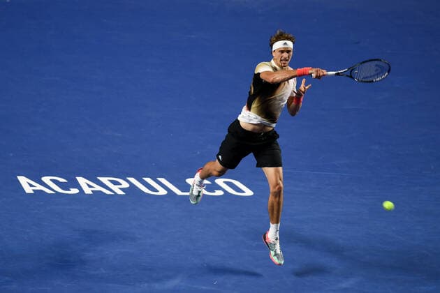 (220222) -- ACAPULCO, Feb. 22, 2022 -- Alexander Zverev of Germany hits a return during men s singles first round match against Jenson Brooksby of the United States at the 2022 ATP, Tennis Herren Mexican Open tennis tournament in Acapulco, Mexico, Feb. 22, 2022. ) (SP)MEXICO-ACAPULCO-TENNIS-ATP-MEXICAN OPEN-FIRST ROUND XinxYuewei 