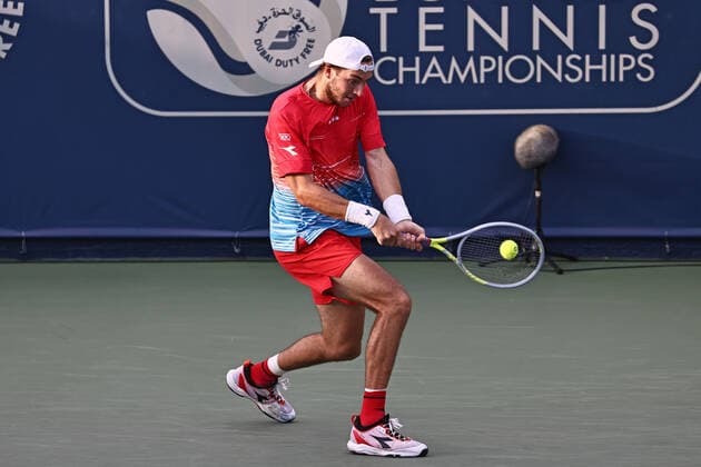 Jan Lennard Struff, GER, during mens first round of 2022 Dubai Championships in Dubai, 22 02 2022