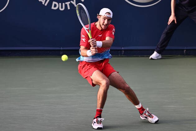 Jan Lennard Struff, GER, during mens first round of 2022 Dubai Championships in Dubai, 22 02 2022