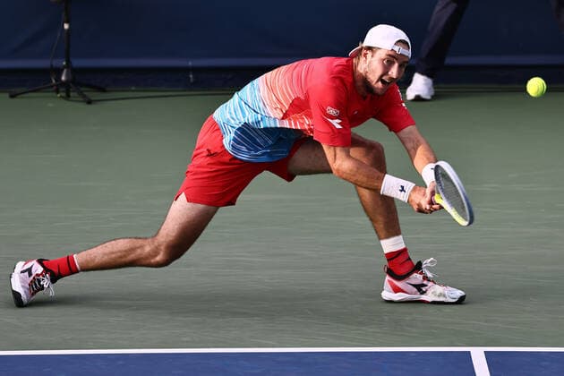 Jan Lennard Struff, GER, during mens first round of 2022 Dubai Championships in Dubai, 22 02 2022