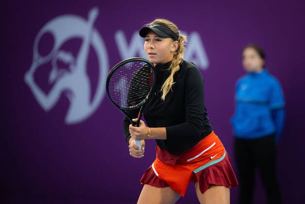 February 22, 2022, DOHA, QATAR: Amanda Anisimova of the United States in action during the second round of the 2022 Qatar TotalEnergies Open 2022 WTA, Tennis Damen 1000 tennis tournament DOHA QATAR - ZUMAa181 20220222_zaa_a181_023 Copyright: xRobxPrangex