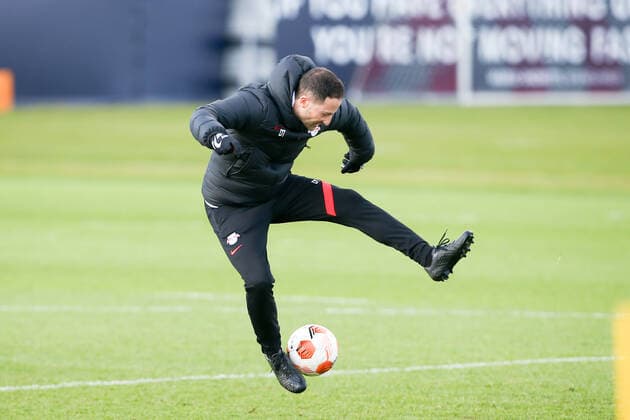 RB Leipzig training 23 02 2022 Leipzig, 23 02 2022, RB Leipzig training center, football, 1 Bundesliga , RB Leipzig final training before the UEFA Europa League match against Real Sociedad San Sebastian , In the picture coach Domenico Tedesco ,