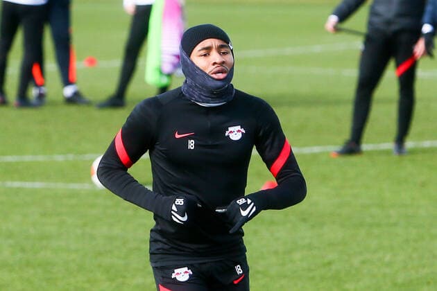 RB Leipzig training 23 02 2022 Leipzig, 23 02 2022, RB Leipzig training center, football, 1 Bundesliga , RB Leipzig final training before the UEFA Europa League match against Real Sociedad San Sebastian , Pictured Christopher Nkunku ,