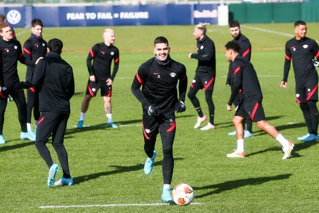 RB Leipzig training 23 02 2022 Leipzig, 23 02 2022, RB Leipzig training center, football, 1 Bundesliga , RB Leipzig final training before the UEFA Europa League match against Real Sociedad San Sebastian , Pictured Andre Silva ,