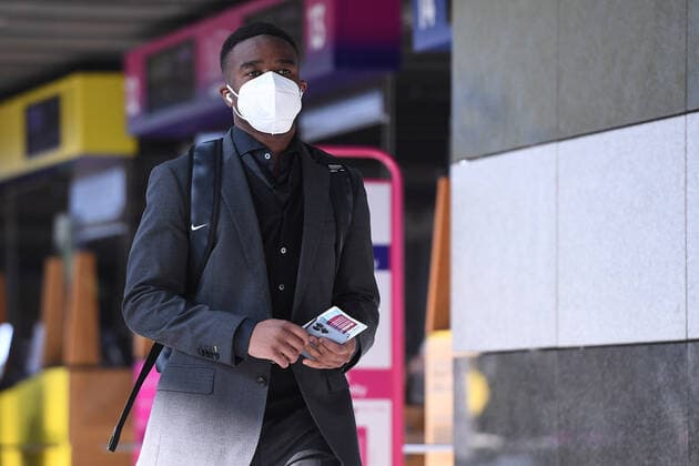 Soccer Europa League departure Borussia Dortmund to Glasgow on 23 02 2023 at Dortmund Airport in Dortmund Youssoufa Moukoko Dortmund xRx