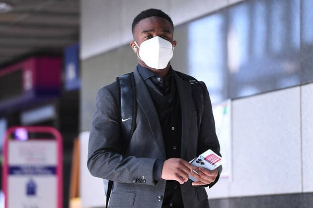 Soccer Europa League departure Borussia Dortmund to Glasgow on 23 02 2023 at Dortmund Airport in Dortmund Youssoufa Moukoko Dortmund xRx